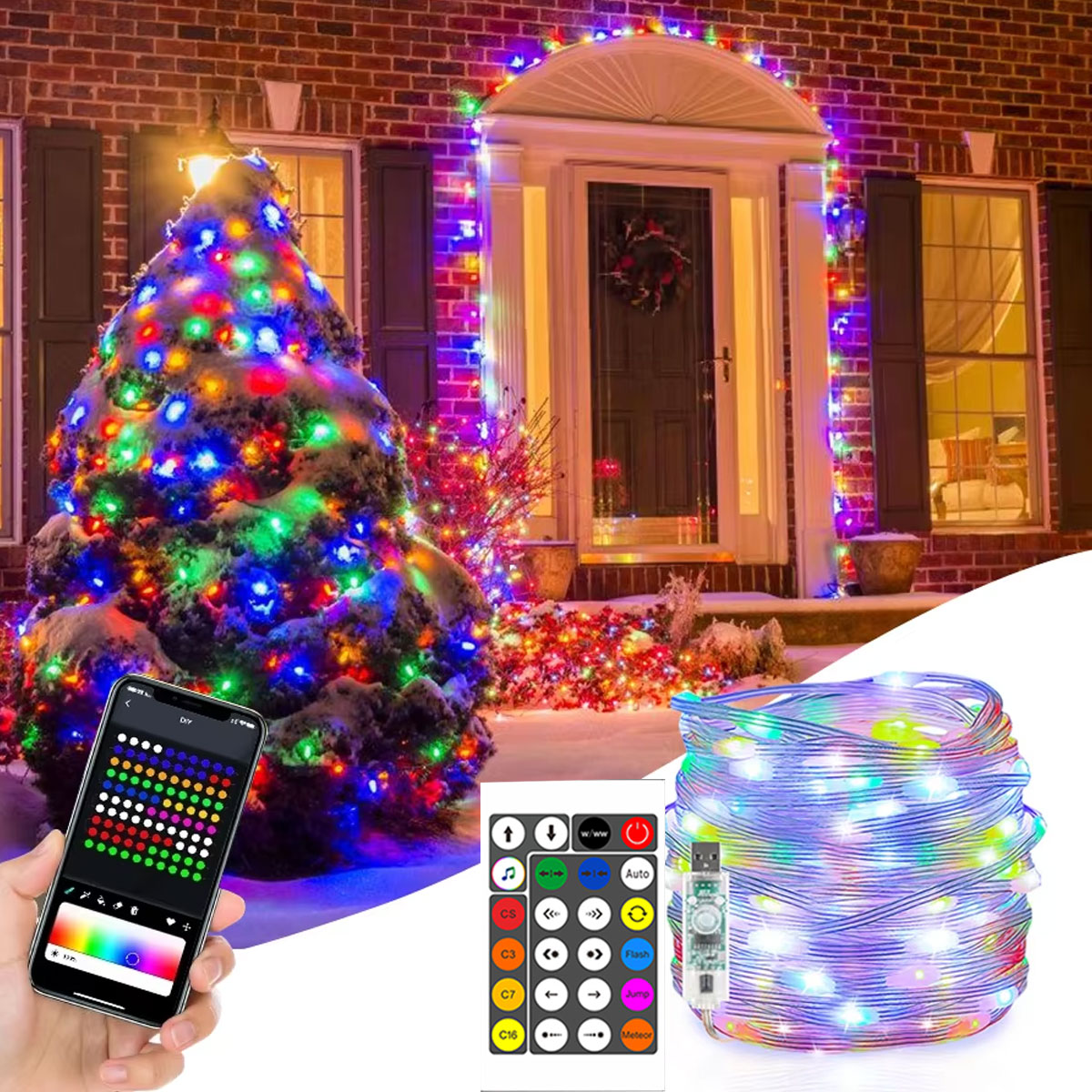 Smart Garden Festoon Lights - Led フェアリーライトストリップクリスマスライトスマート Bluetooth USB 音楽フェストゥーンストリートガーランド結婚式誕生日パーティーの装飾家庭用