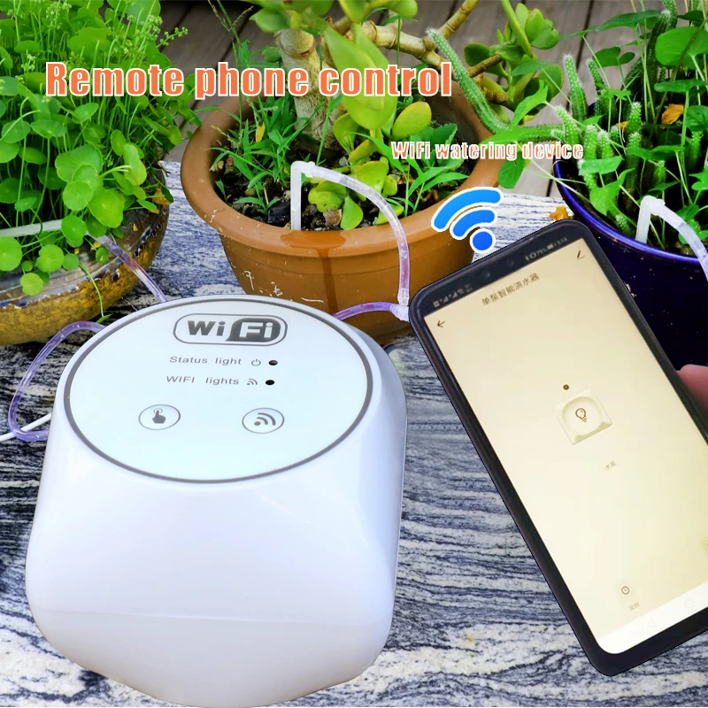Smart Garden Watering Can - Wi-Fi対応ガーデン自動点滴灌漑コントローラー、ガーデン植物用スマートウォーターポンプタイマー、室内用散水灌漑システムデバイス