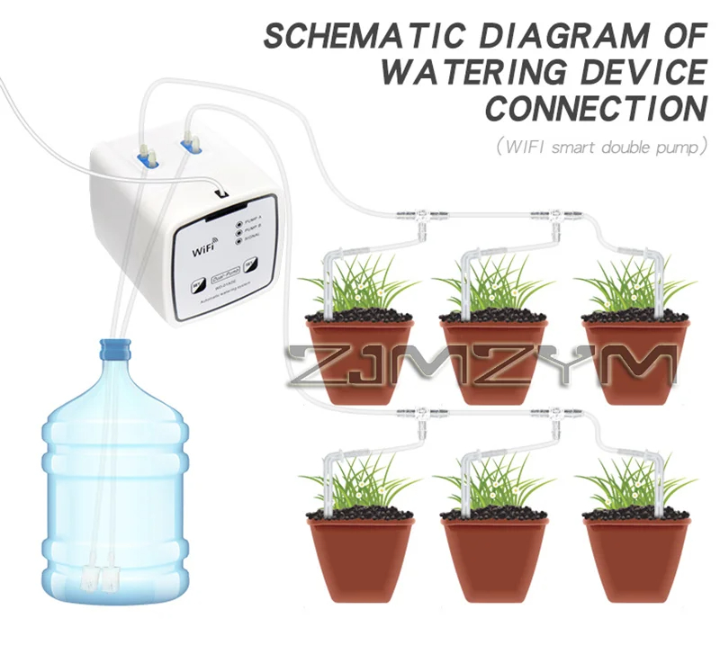 Smart Garden Watering Can - 自動点滴灌漑システムキット、ダブルポンプガーデン散水装置、モバイルアプリ制御、WIFIインテリジェントダブルポンプ