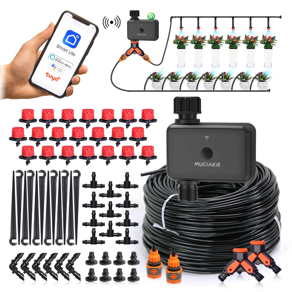 Smart Garden Irrigation System - 30-10 メートルガーデンデュアルバンド WiFi タイマー灌漑セットインテリジェント音声機能をサポート APP 制御芝生自動散水システム
