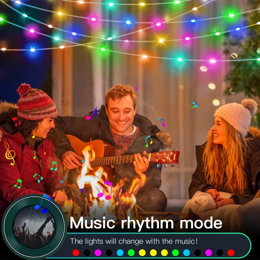 Smart Garden Festoon Lights - USB BluetoothスマートLEDフェストゥーンフェアリーライト、音楽同期ガーランド、クリスマス、自宅、結婚式、パーティーの装飾に
