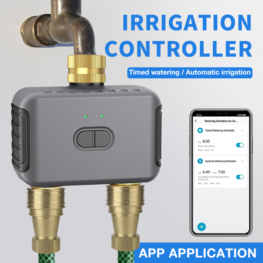 Smart Garden Irrigation System - Tuya 2 ゾーン散水タイマー庭自動灌漑コントローラー散水システム点滴スプリンクラースマートライフ Alexa Google ホーム