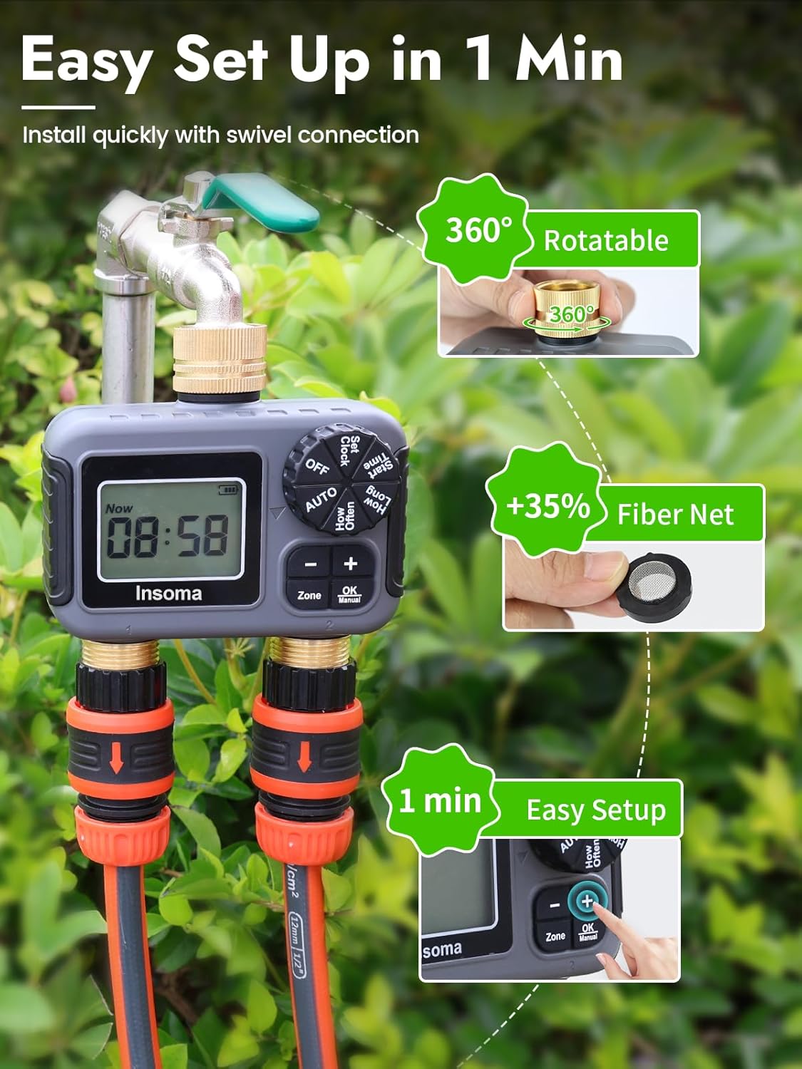 Insoma スマート灌漑散水システム デュアルコンセント  - Smart Garden At Home のレビューと価格