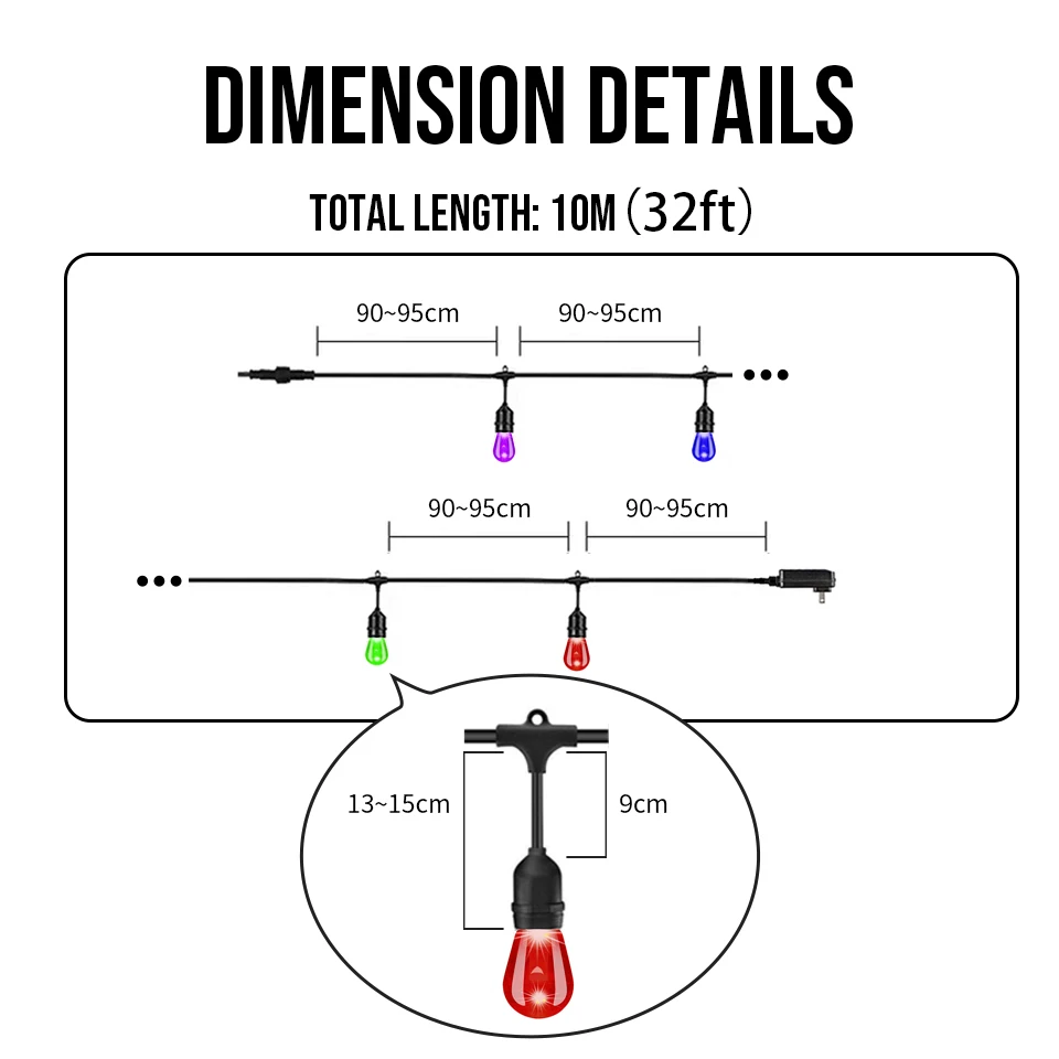 接続されたLEDストリングライト10m,20m,30m,商業 - Smart Garden Festoon Lights のレビューと価格